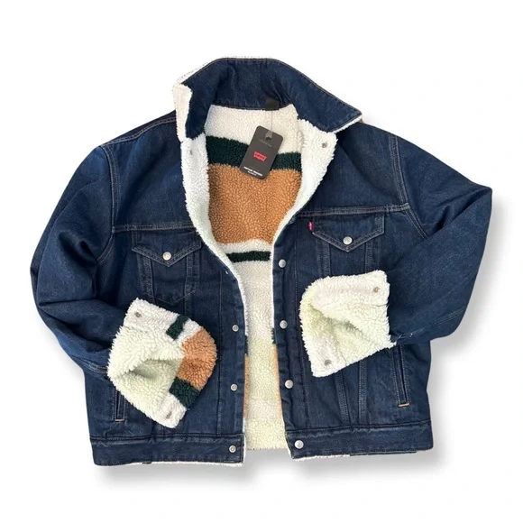 LEVI’S PREMIUM REVERSIBLE VINTAGE RELAXED FIT SHERPA TRUCKER JACKET A31760000 - Picture 13 of 16